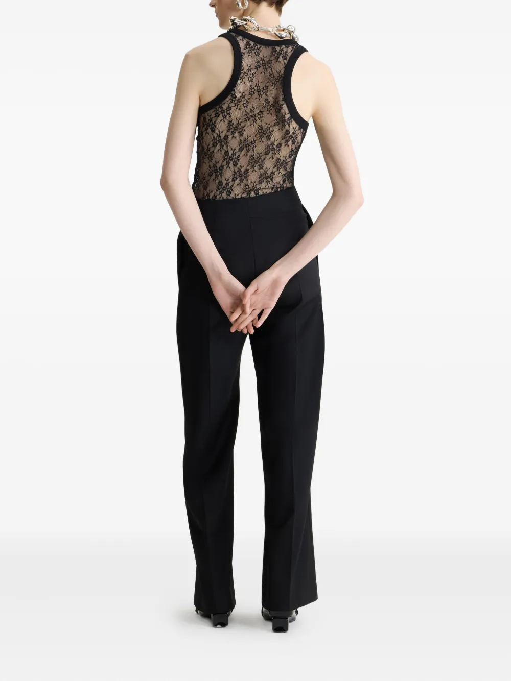 Patou Tanktop met bloemenkant Zwart