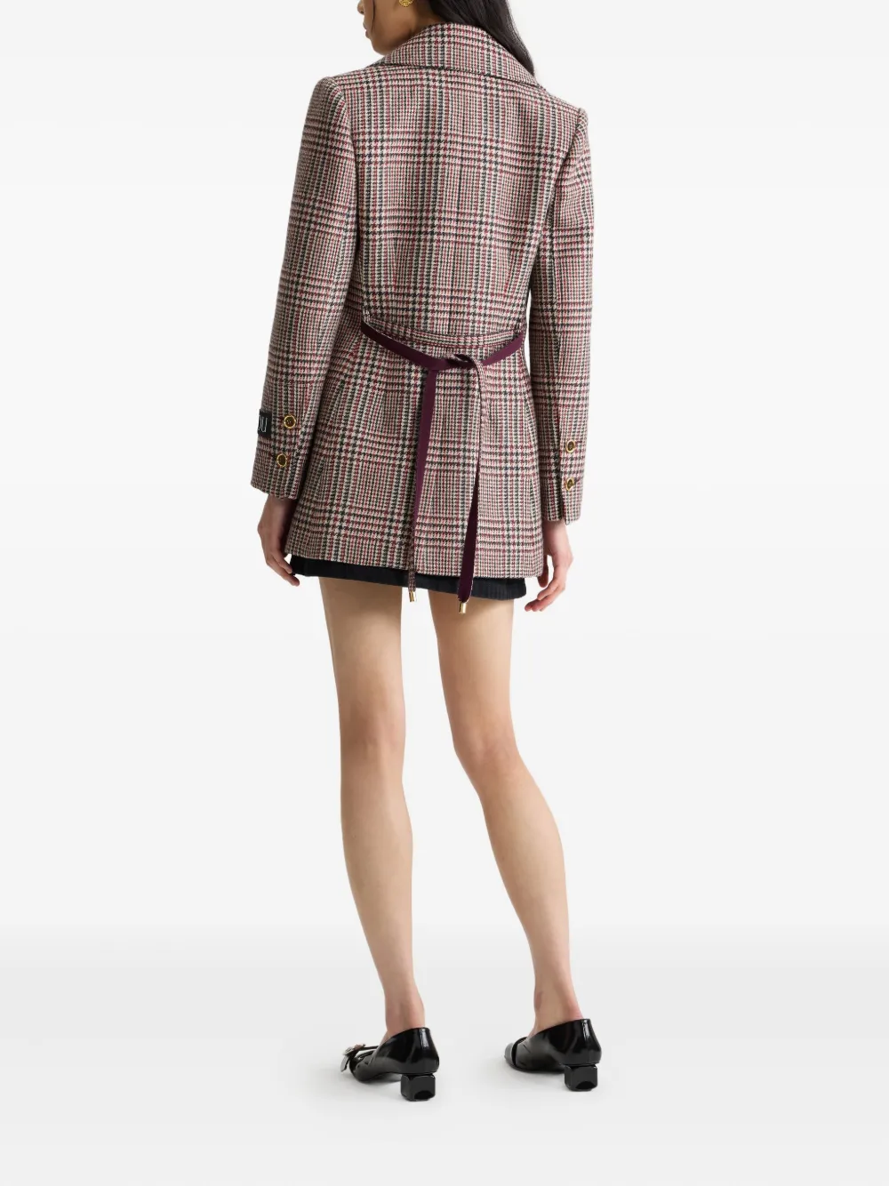 Patou Checked Belted Jacket In Multi