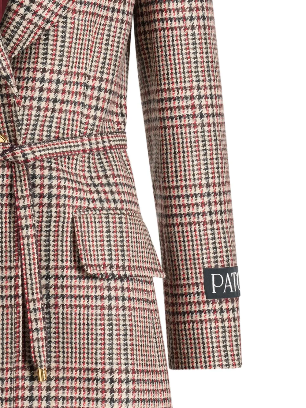 Patou Checked Belted Jacket In Multi