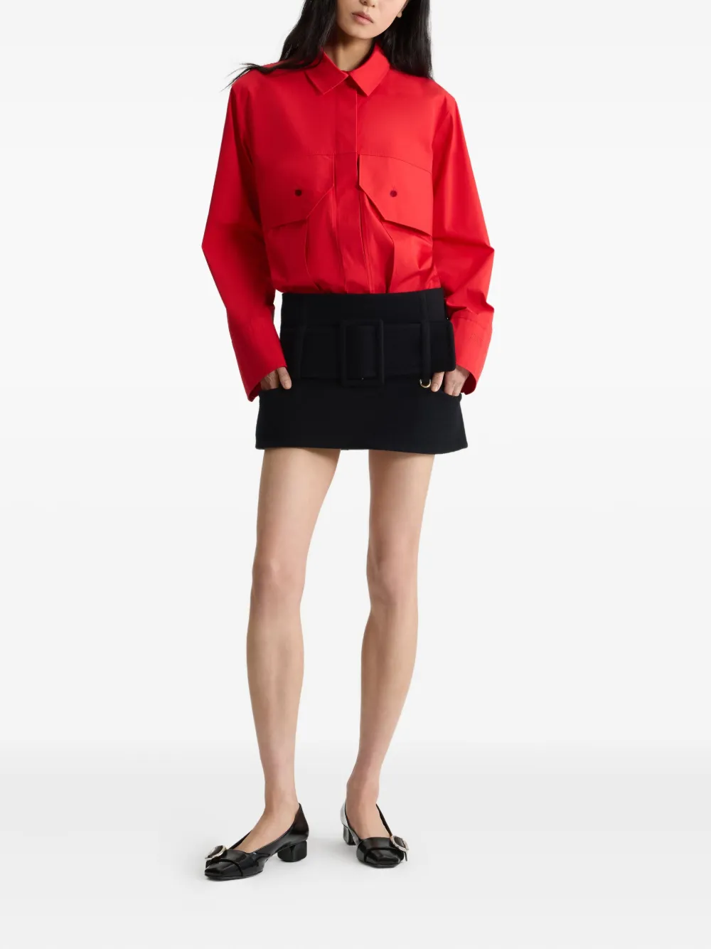 Patou Wollen mini-rok met ceintuur Zwart