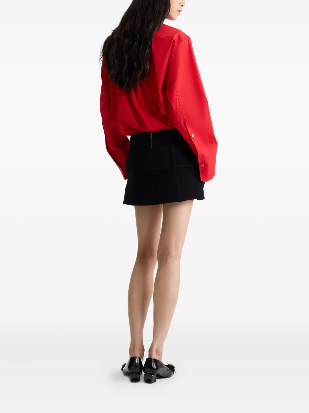 Patou Wollen mini-rok met ceintuur Zwart