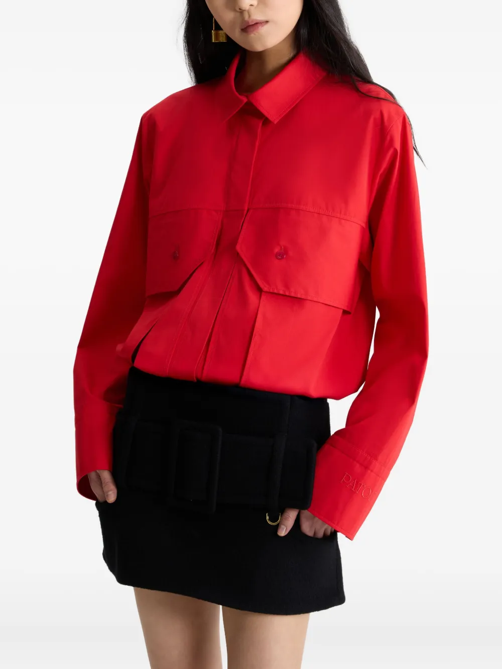 Patou Wollen mini-rok met ceintuur Zwart
