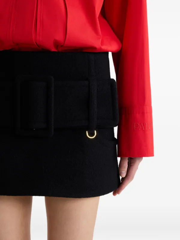 Patou Belted Wool Mini Skirt | Black | FARFETCH NO