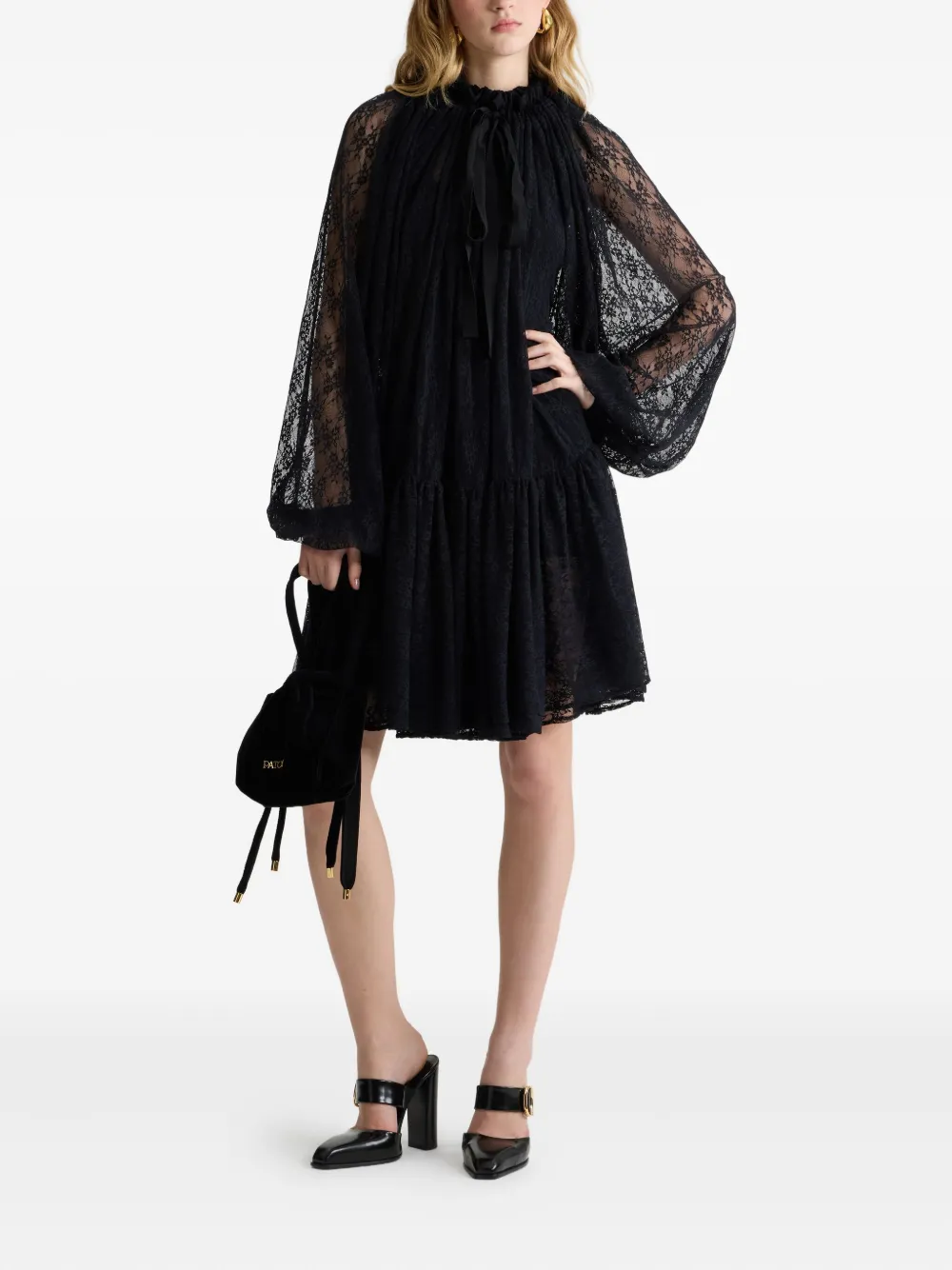Patou Mini-jurk met kant - Zwart