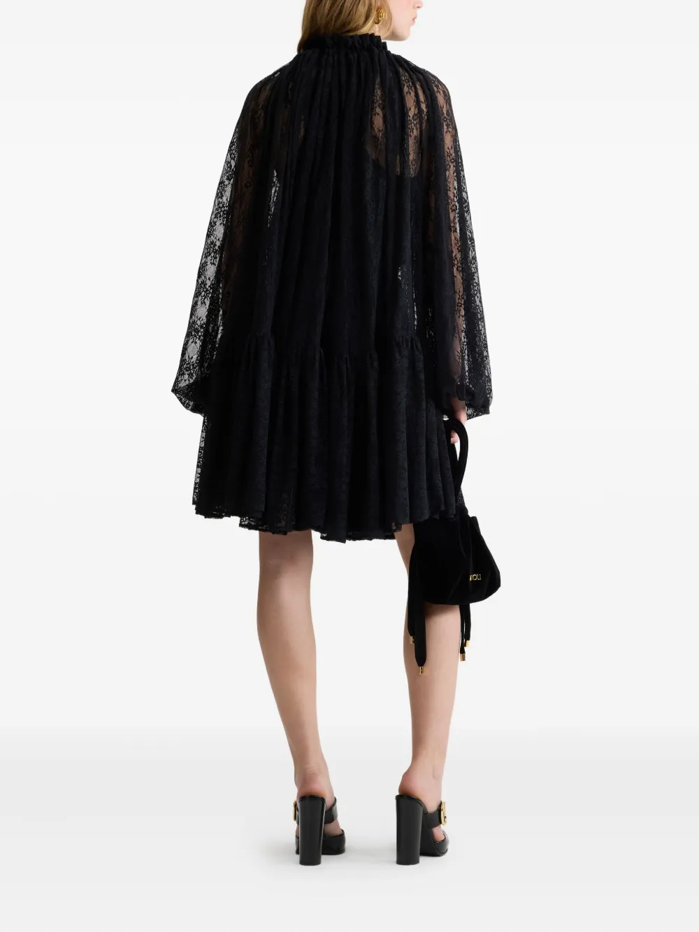 Patou Mini-jurk met kant Zwart