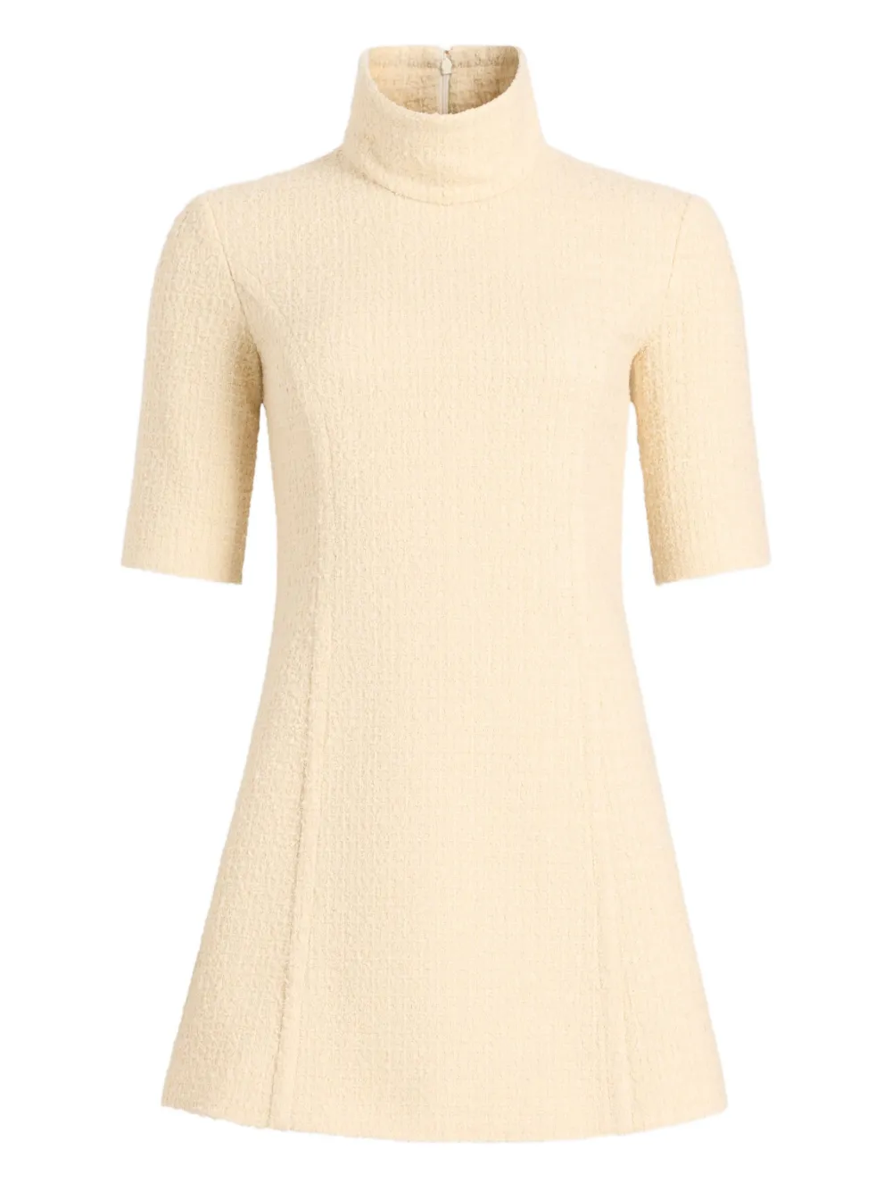 Patou Tweed mini-jurk met hoge hals Beige
