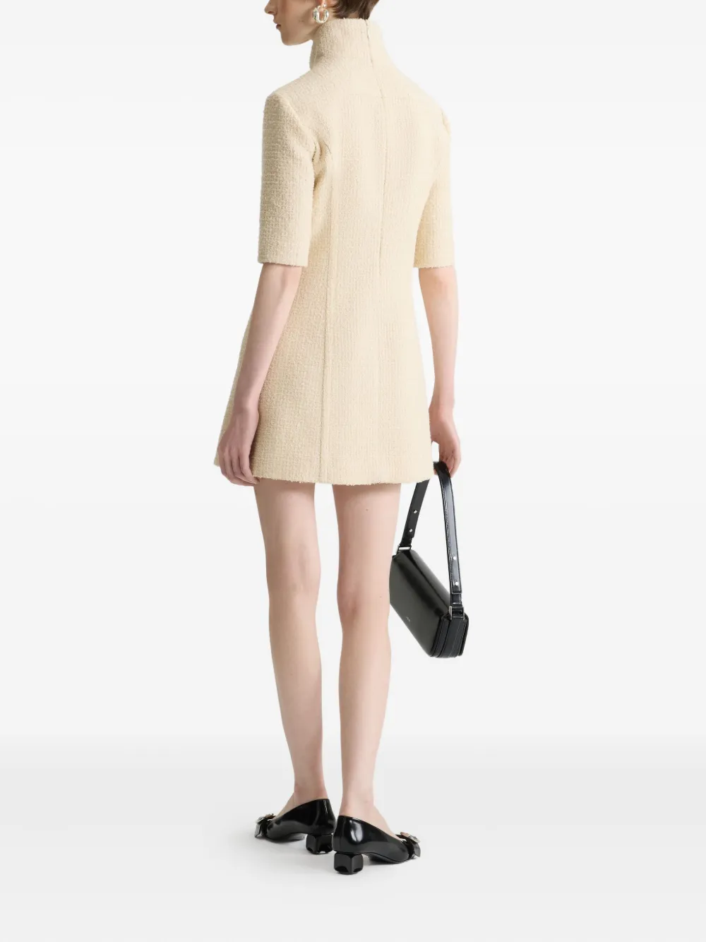Patou Tweed mini-jurk met hoge hals Beige