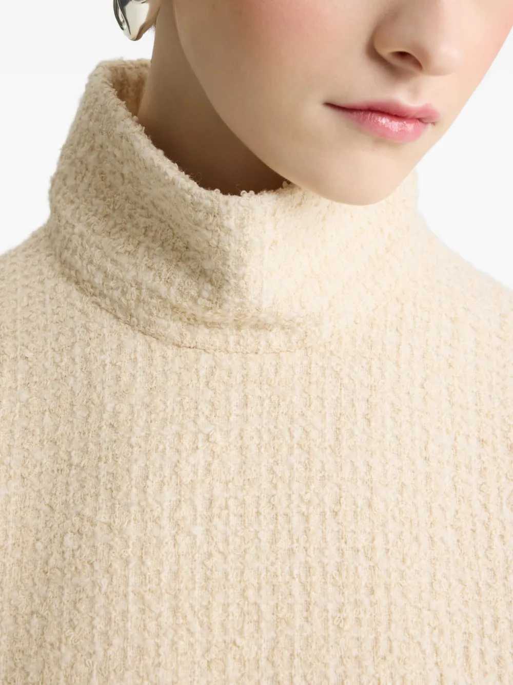Patou Tweed mini-jurk met hoge hals Beige