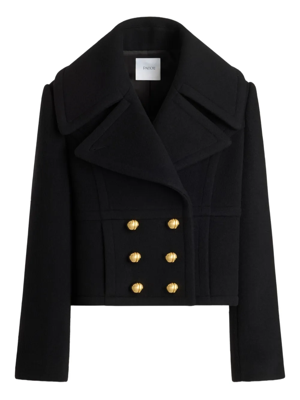 Patou Double-breasted Coat In Black