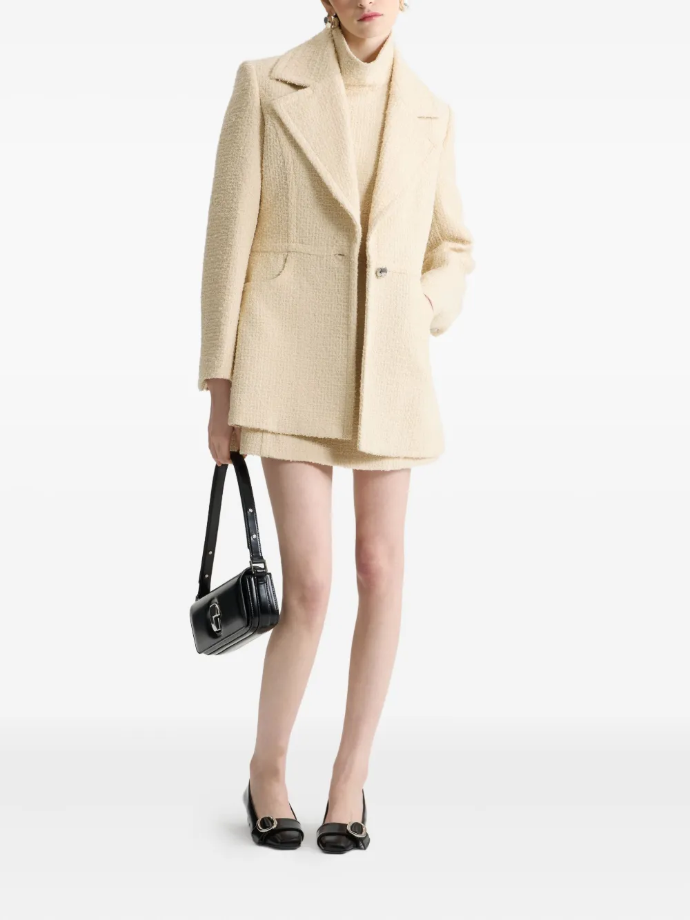 Patou Tweed jack met enkele rij knopen Beige