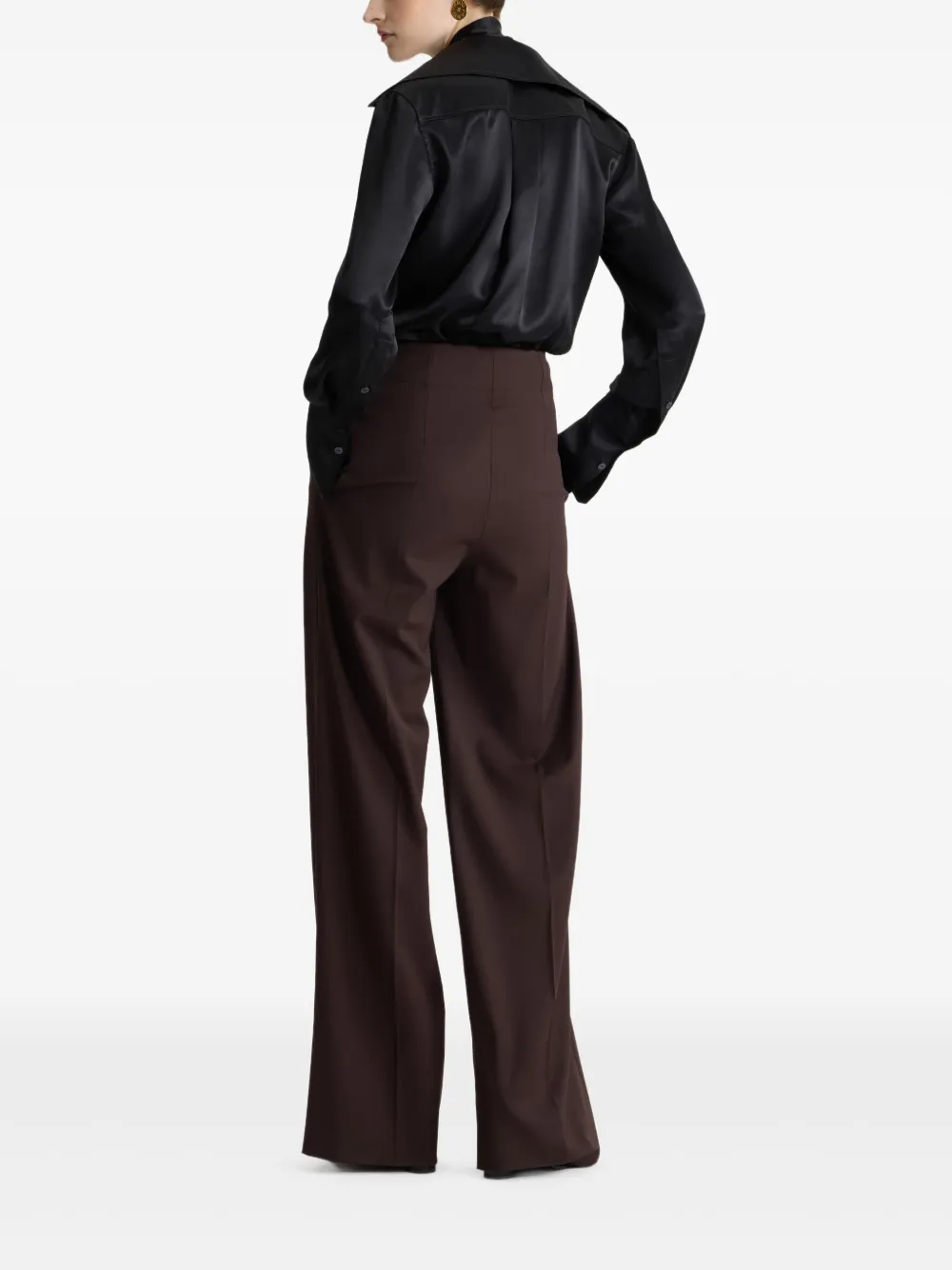 Patou Zijden blouse met brede kraag Zwart