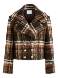 Patou plaid double-breasted jacket - Brown