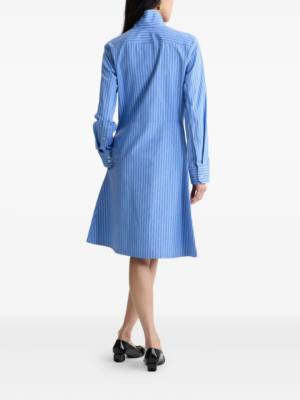 Patou Gestreepte blousejurk met sjaalkraag Blauw
