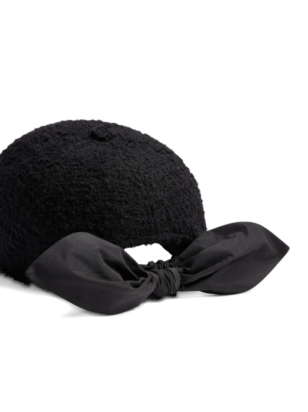 Patou Tweed honkbalpet met strik Zwart