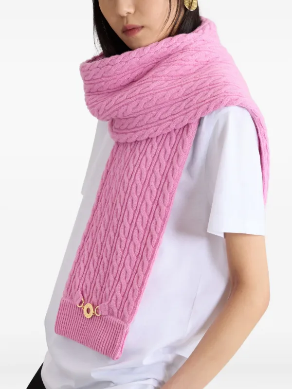 Patou Cable Knit Scarf Pink FARFETCH IN