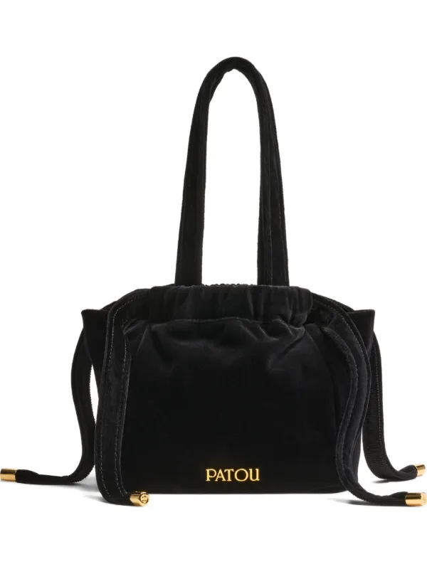 Patou Evening Velvet Drawstring Bag in Black