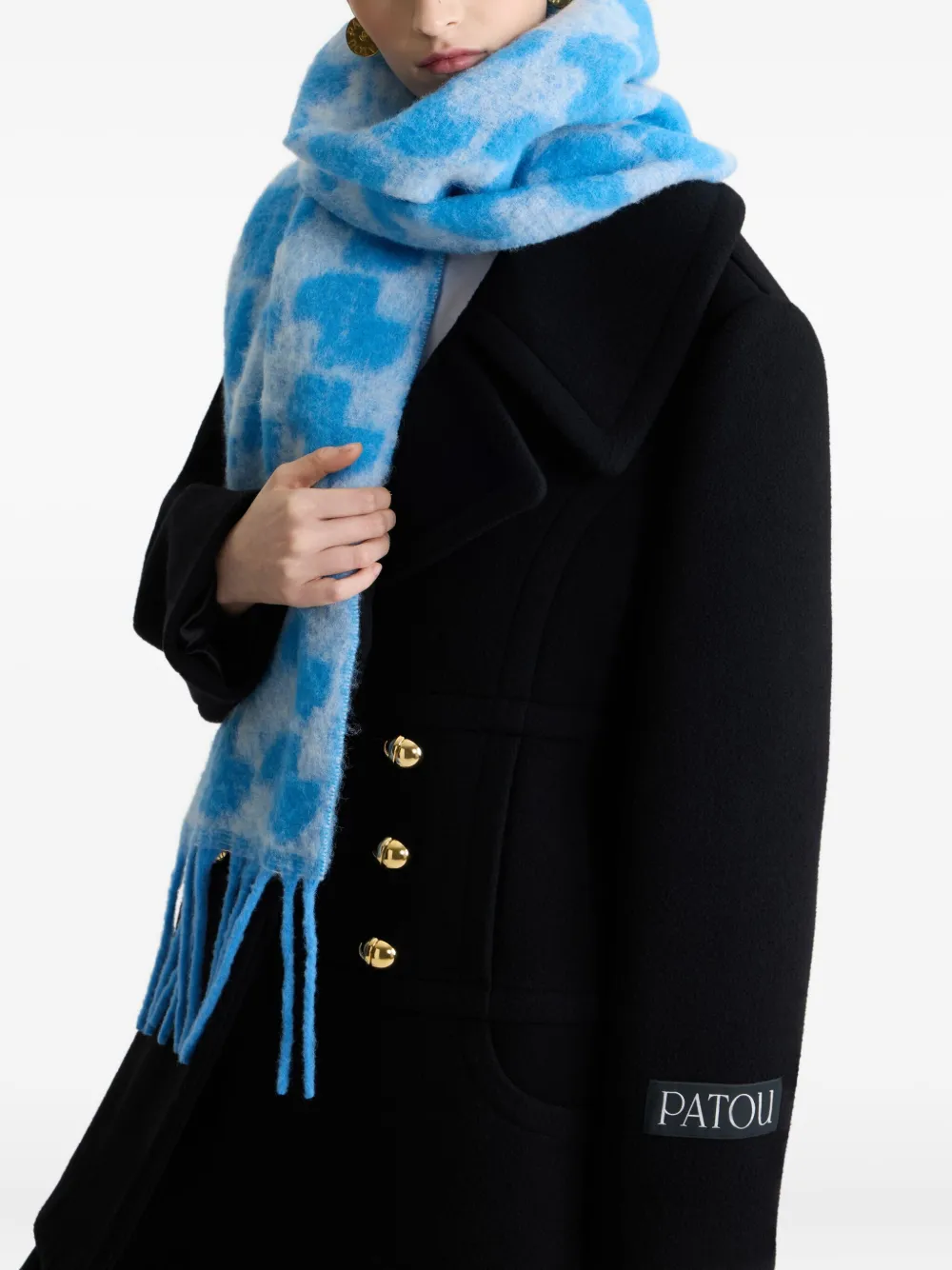 Patou geometric-pattern fringed scarf | Men | Image 2
