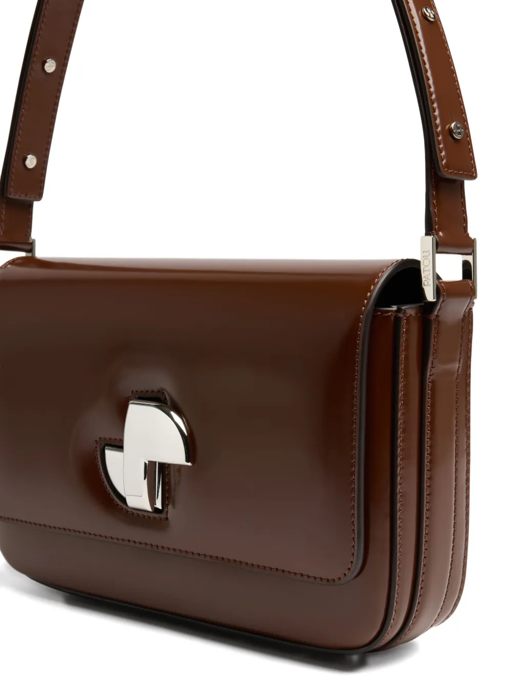 Patou Le Classic Lock leren schoudertas Bruin