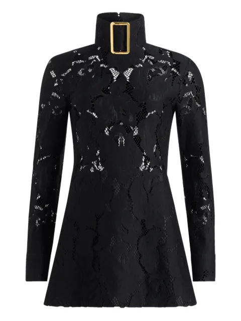 Patou buckle-collar lace dress