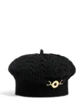 Patou cable knit metal-detail beret - Black