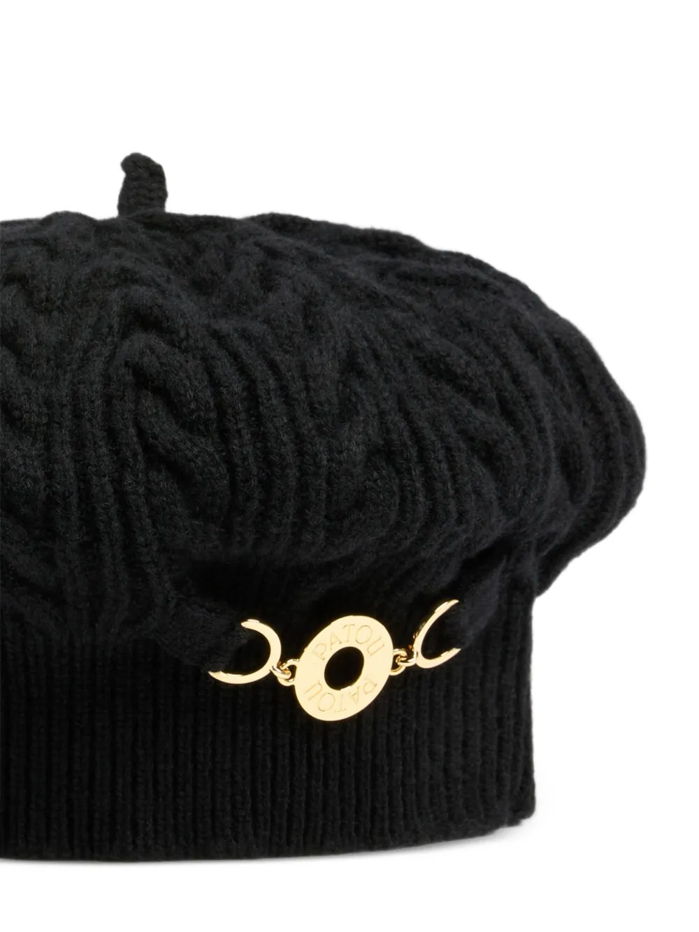 Patou Kabelgebreide baret met metalen detail Zwart