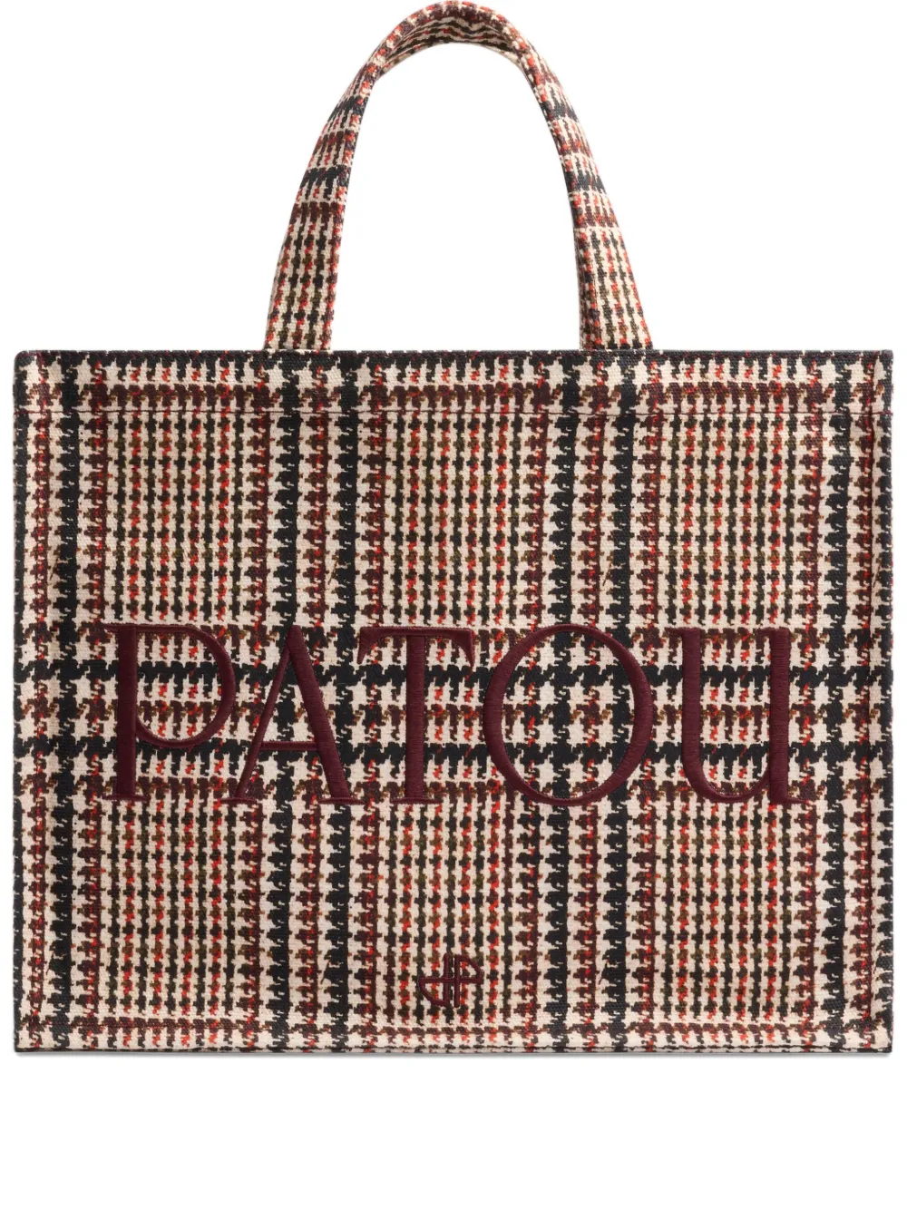 Patou Geruite shopper met geborduurd logo Bruin