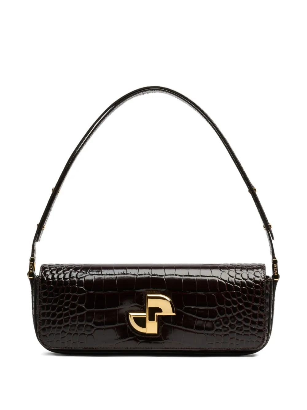 Patou Le Lock crocodile-pattern shoulder bag | Brown | Image 1