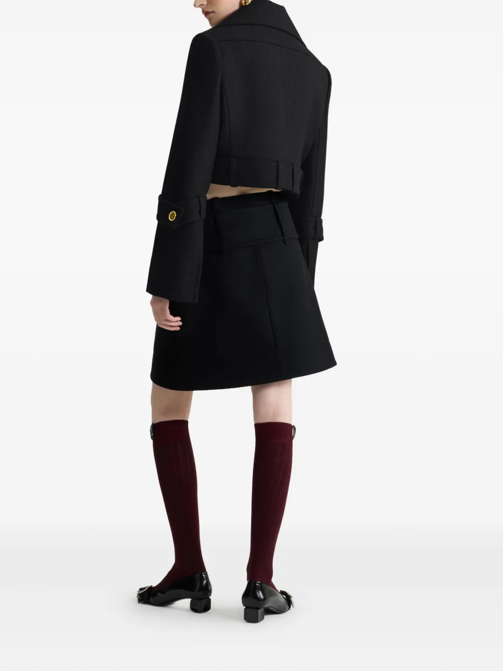  Patou Belted Wide-lapel Jacket - Black 