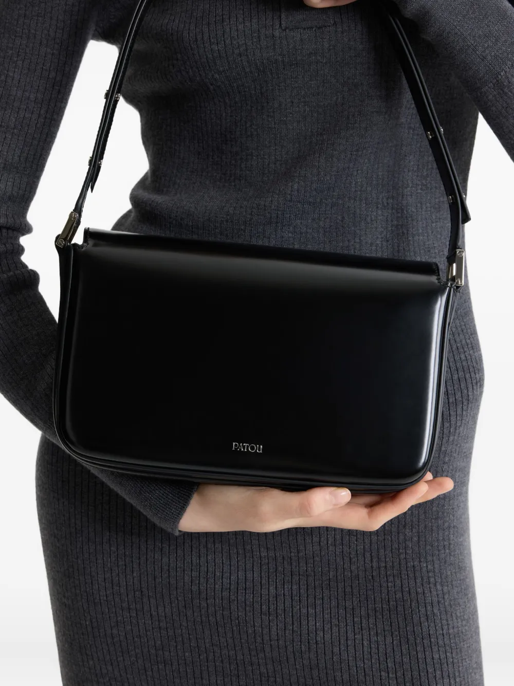 Patou Le Classic Lock leren schoudertas Zwart