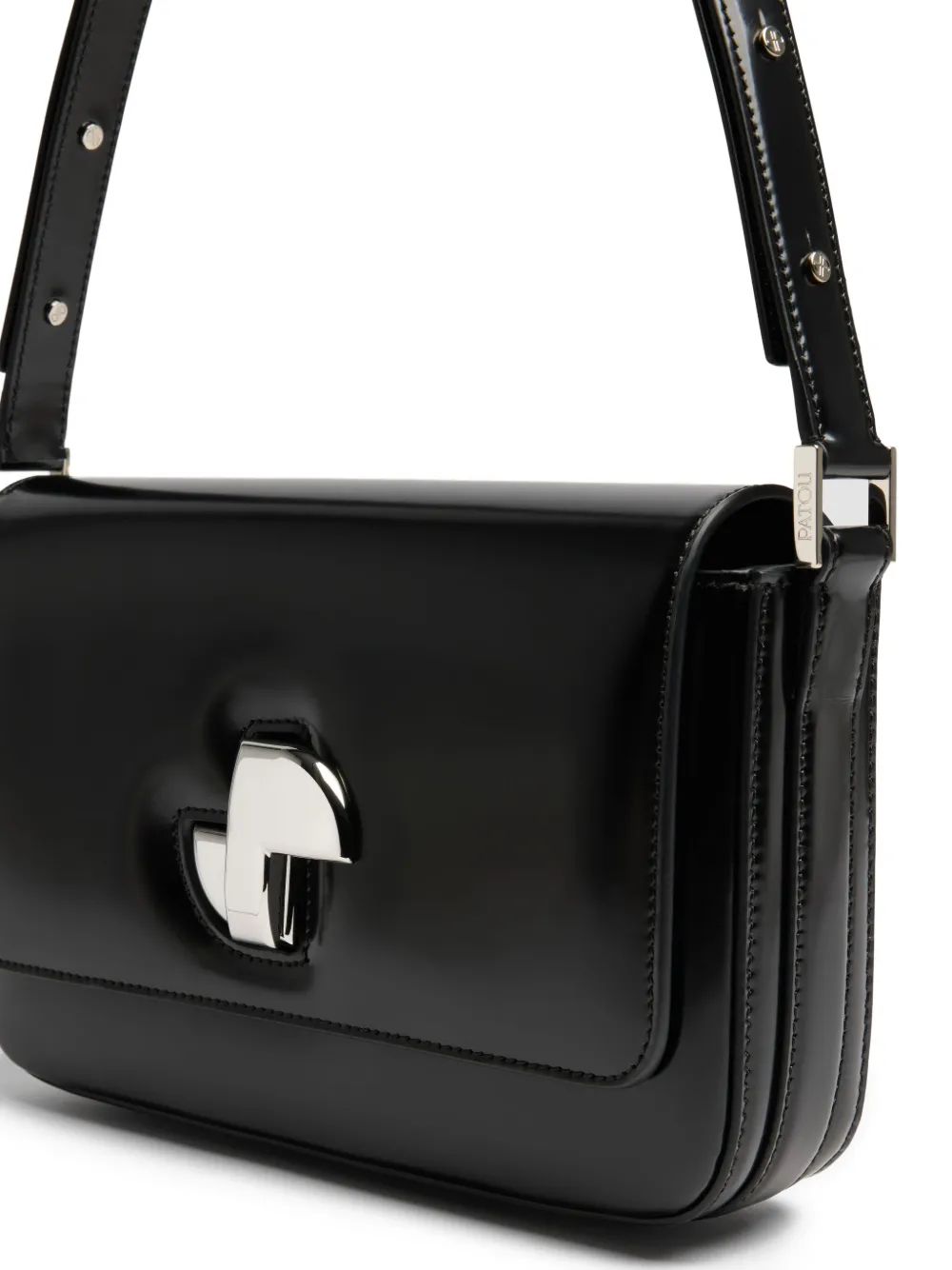 Patou Le Classic Lock leren schoudertas Zwart