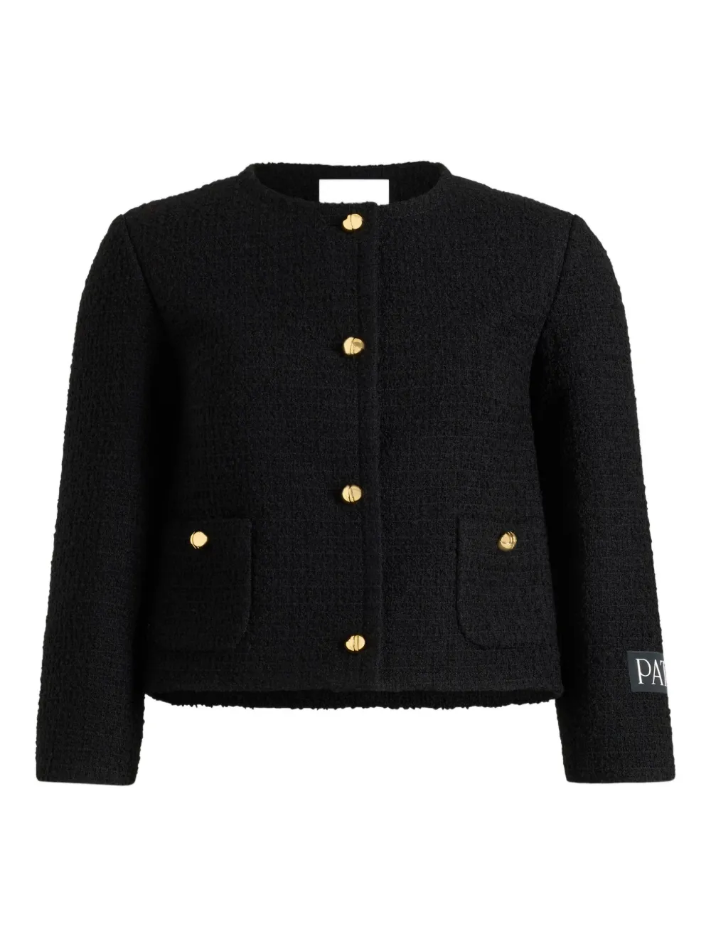 Patou collarless tweed jacket | Black | Image 1