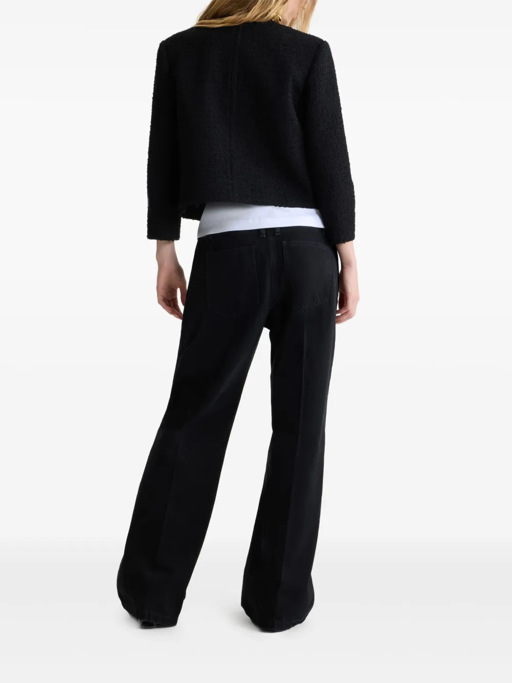 Patou Kraagloos tweed jack Zwart