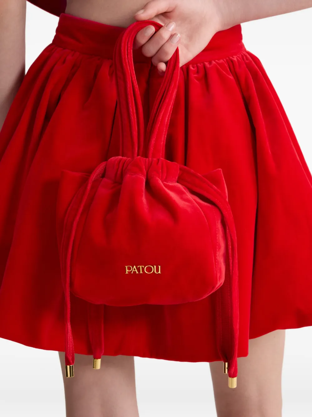 Patou Evening fluwelen tas met trekkoord - Rood