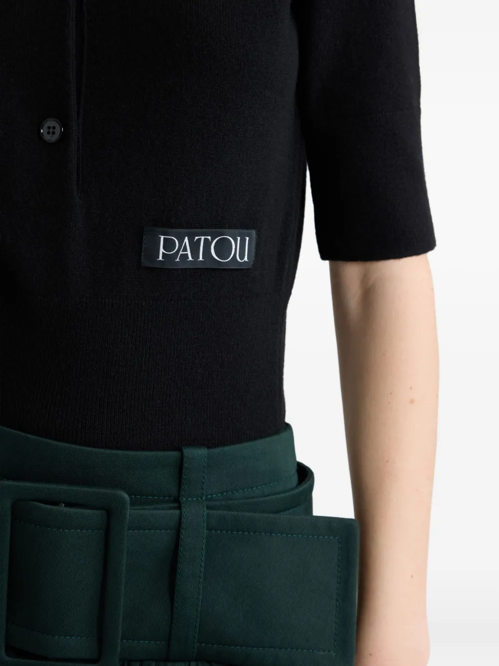 Patou Wool And Cashmere Polo Shirt In Black