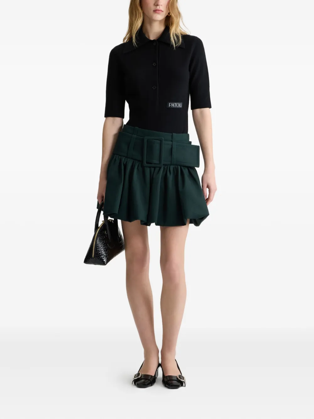 Patou Polotop met logopatch - Zwart