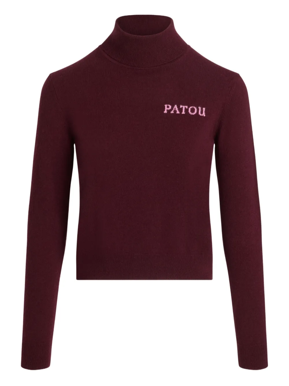Patou Intarsia Turtleneck Jumper In Burgundy