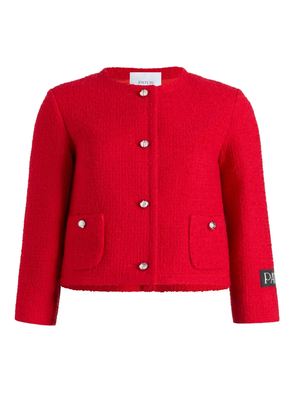 Patou Patch-pocket Tweed Jacket In Red