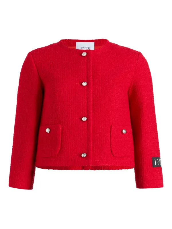 Patou Patch-pocket Tweed Jacket in Red