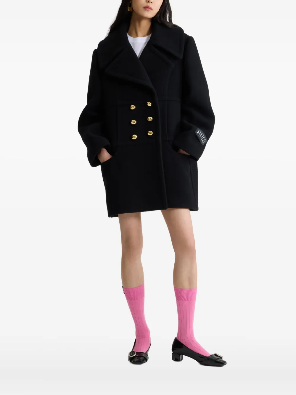 Patou double-breasted coat Zwart