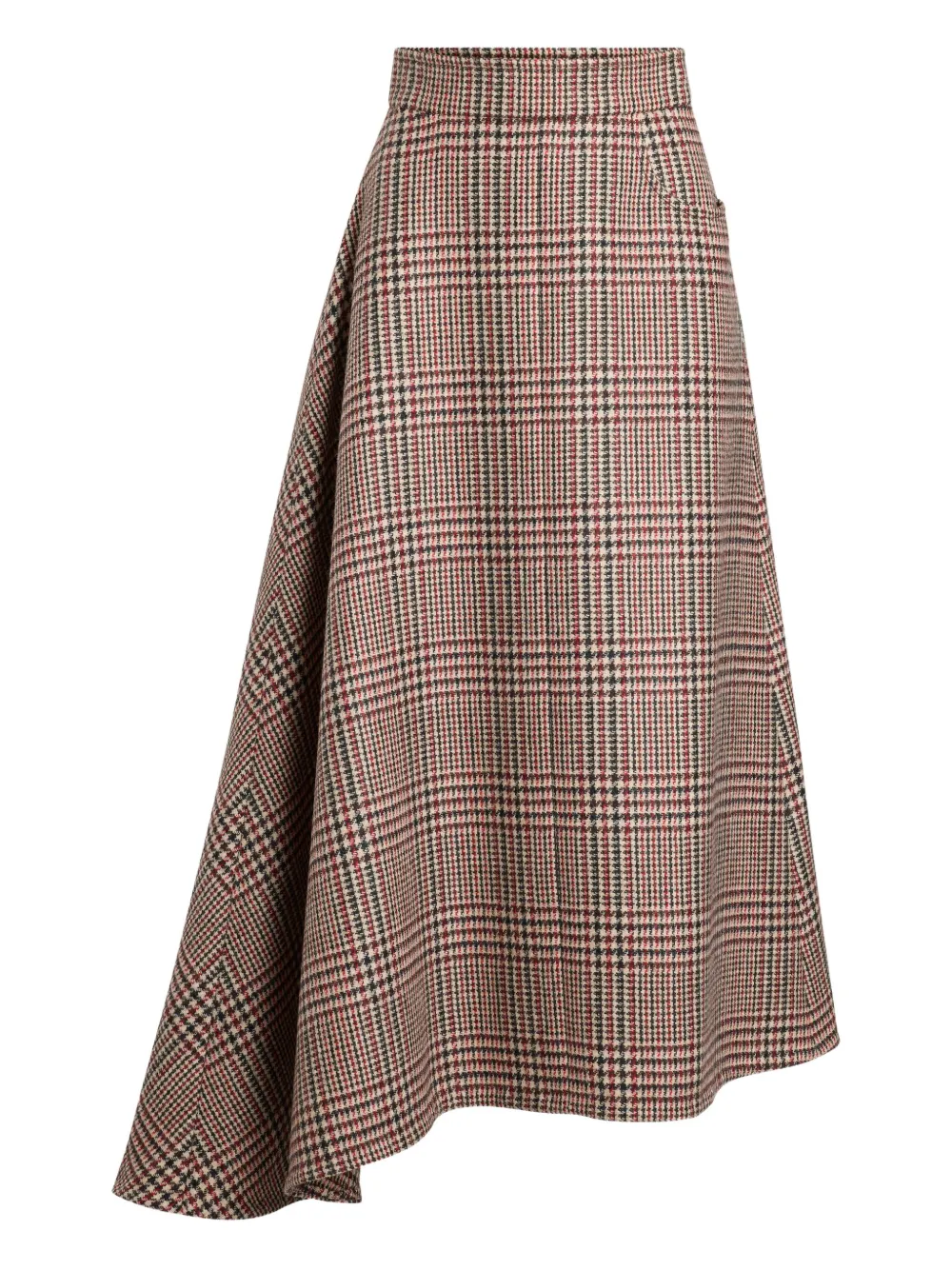 Patou Asymmetrische midi-rok met pied-de-poule print 5082