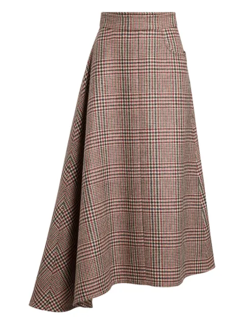 Patou asymmetric houndstooth midi skirt