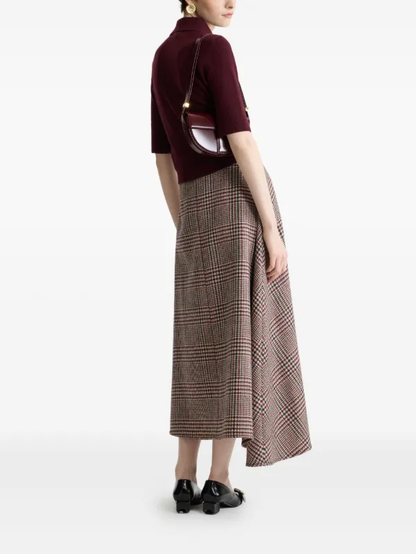 Patou Asymmetric Houndstooth Midi Skirt | FARFETCH