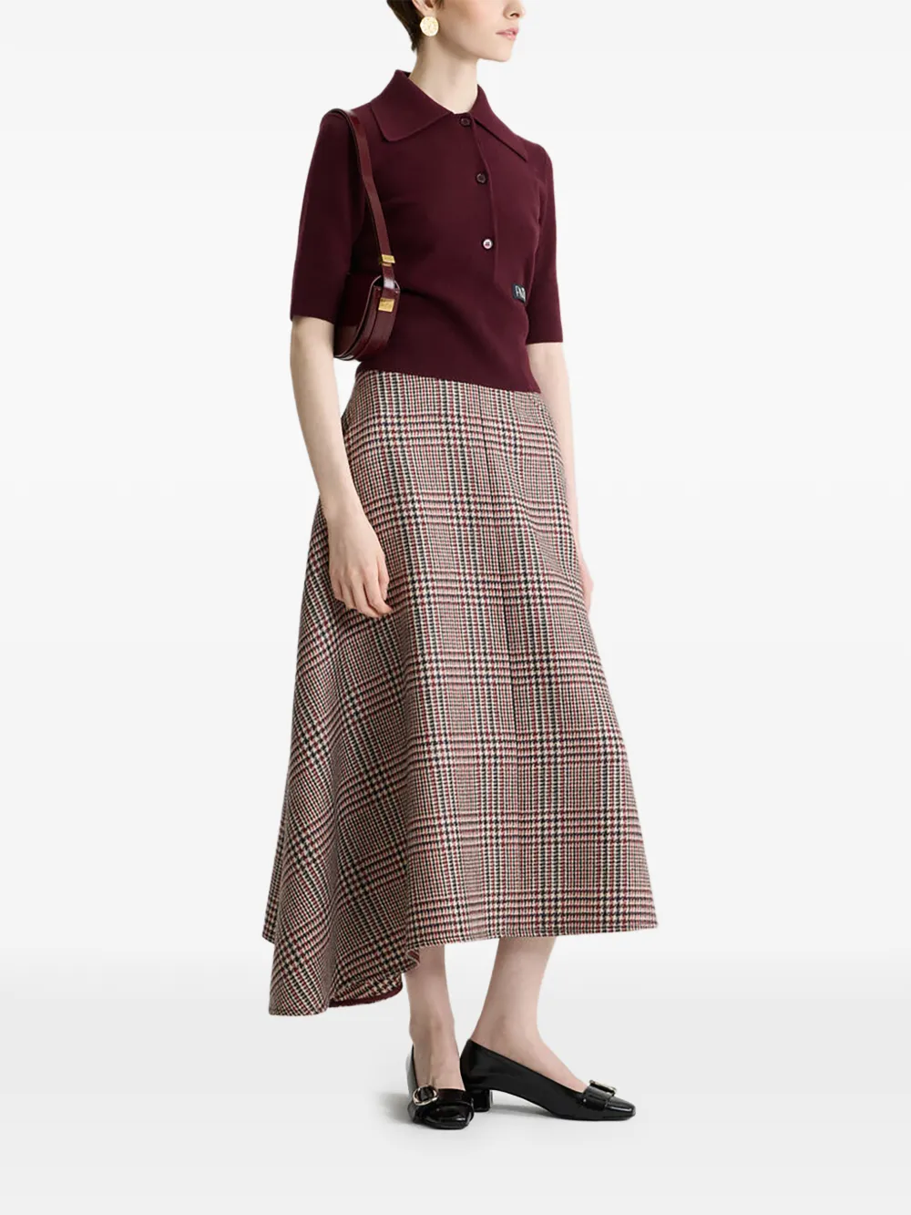 Patou Asymmetrische midi-rok met pied-de-poule print - 5082