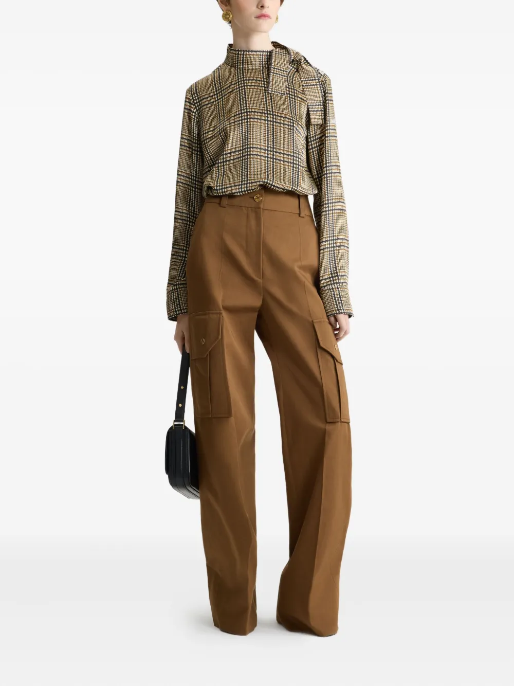 Patou Geruite blouse met sjaaldetail - Beige