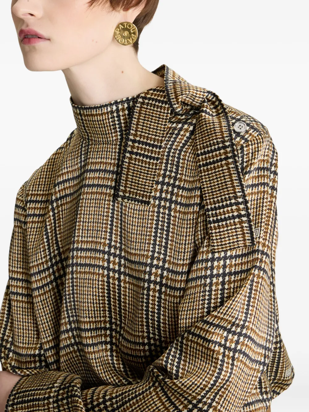 Patou Geruite blouse met sjaaldetail Beige