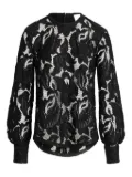 Patou balloon-sleeve lace top - Black