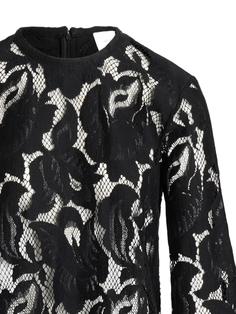 Patou Top met ballonmouwen en kant - Zwart