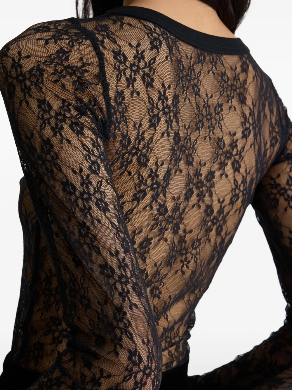 Patou Top met bloemenprint en lange mouwen Zwart