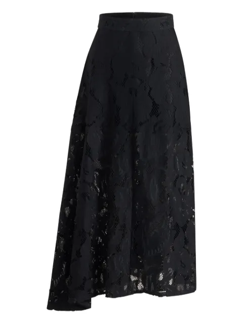 Patou asymmetric lace midi skirt