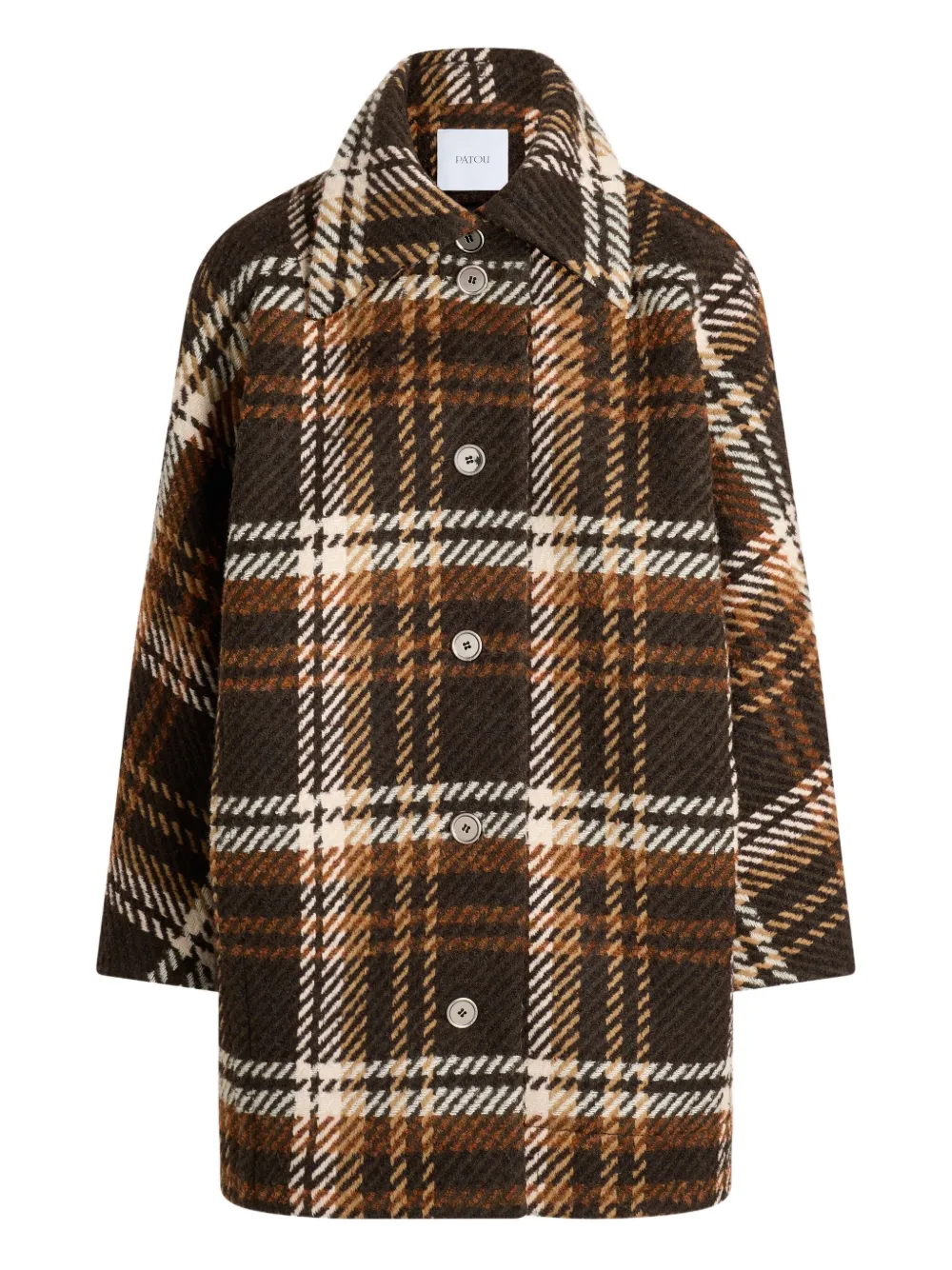 Patou checked wool coat | Brown | Image 1